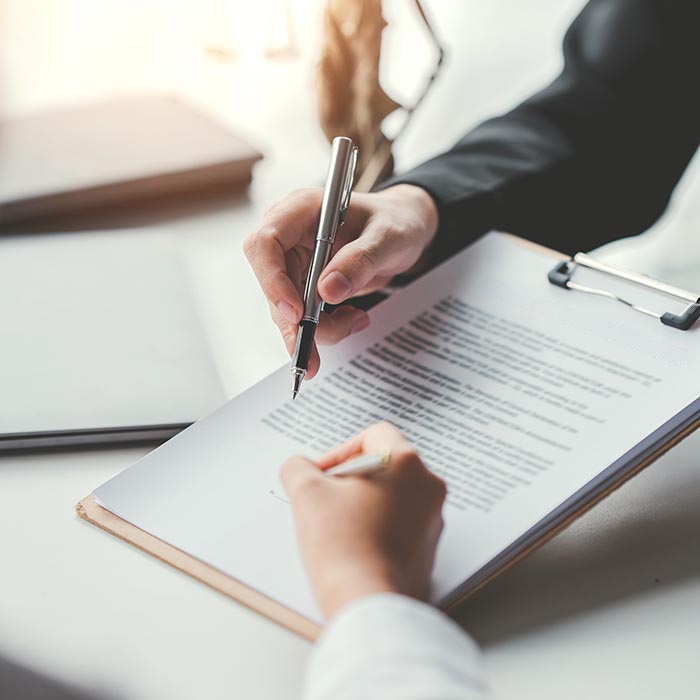 concept of justice and law A male judge in the courtroom on a wo